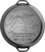 Lodge Pre-Seasoned Yellowstone Stamped Cast Iron Cookware - Signature Teardrop Handle - Use in the Oven, on the Stove, on the Grill, or Over a Campfire - 17 Inch Logo Skillet - Image 2
