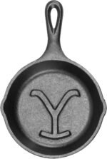 Lodge Pre-Seasoned Yellowstone Stamped Cast Iron Cookware - Signature Teardrop Handle - Use in the Oven, on the Stove, on the Grill, or Over a Campfire - Power Y 5 Inch Skillet - Image 2