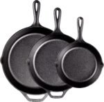 Lodge Seasoned Cast Iron Skillet Set - PFAS-Free, Non-Toxic Cookware - Use with an Oven, Stove, Grill, or Campfire - Naturally Non-Stick & Oven Safe - 8, 10.25 & 12 Inches - Image 2