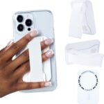LoveHandle PRO MagSafe Compatible Magnetic Phone Grip w/Kickstand - Mount, Strap and Stand for Smartphone and Tablet - MagSafe Ring Included - Fits All Devices - White Silicone - Image 2