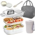 Lunch Box For Women, Bento Box Adult With 2-Tier Container, Lunch Bag, Sauce Pod, Utensil Set. Lunch Containers, Salad Container. BPA-Free, Microwave/Dishwasher Safe (White) - Image 2