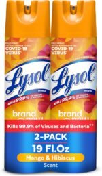 Lysol Disinfectant Spray, Sanitizing and Antibacterial Spray, For Disinfecting and Deodorizing, Mango & Hibiscus, 19 Fl. Oz (Pack of 2) - Image 2