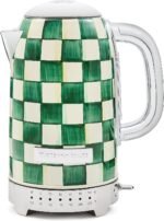 MACKENZIE-CHILDS Electric Kettle, Stainless-Steel Tea Kettle, Green-and-White Emerald Check - Image 2