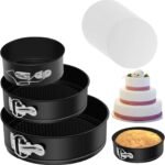 MASSUGAR Springform Cake Pan Set of 3 Non-stick Leakproof Round Cheesecake Pan with Removable Bottom, Circle 3 Pieces 4" 7" 9" Springform Pans for Baking with 50 Pcs Parchment Paper Liners - Image 2