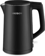MEISON Electric Kettle, 1.7 L Double Wall Food Grade Stainless Steel Interior Water Boiler, Coffee Pot & Tea Kettle, Auto Shut-Off and Boil-Dry Protection, 1200W, 2 Year Warranty(Black) - Image 2