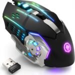 MELOGAGA Wireless Gaming Mouse Bluetooth Mouse RGB Rechargeable 2.4G USB Cordless Computer Mice with 7 Color Backlit, 6 Buttons & Silent Click for Laptop, iPad, Mac OS, PC, Windows -Black - Image 2