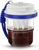 MHW-3BOMBER Cold Brew Coffee Maker Crossbody Portable 18oz - Iced Coffee Mug Tea Brewer Pitcher with Filter - Travel Coffee Tumbler for Gifts Car Office Gym, Blue M5772BL-OS - Image 2