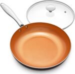 MICHELANGELO Frying Pan with Lid, Nonstick 8 Inch Frying Pan with Ceramic Titanium Coating, Copper Fry Pan with Lid, Small Fry Pan 8 Inch, Nonstick Fry Pans - Image 2