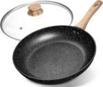 MICHELANGELO Non Stick Frying Pans - 12 Inch Nonstick Frying Pan with Glass Lid, Large Stone Fry Pan with Ergonomic Handle, Induction Compatible, Black - Image 2