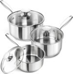 MICHELANGELO Stainless Steel Sauce Pan Set - 1, 2, 3 Qt Saucepans with Lids, Small Stainless Steel Pots for Cooking, Induction Compatible, Dishwasher & Oven Safe - Image 2