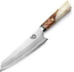 MITSUMOTO SAKARI 8 inch Japanese Kiritsuke Knife - Hand Forged 440C Damascus Steel, Professional Kitchen Chef Knives with White Pomegranate Handle & Sandalwood Box - Image 2
