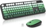 MOFII Wireless Keyboard and Mouse Combo, 2.4GHz Retro Typewriter Keyboard Full Size, Quiet Click Mouse, USB Receiver Plug and Play, for PC, Laptop, Desktop, Windows (Black Green Gradient) - Image 2