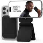 MOFT Phone Tripod Stand Selfie Stick for iPhone, Multi-Angles iPhone Stand, Lightweight & Portable Phone Holder, Strong Magnets, MOVAS Vegan Leather, Travel Essentials, Jet Black (Without Card Slot) - Image 2