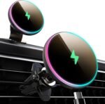 MOKPR for Magsafe Car Mount Charger-15W Wireless Car Charger-Magnetic Car Phone Holder for Dash Air Vent-LED RGB HandsFree Car Mount Fast Car Charger for iPhone 14/13/12 Series - Image 2