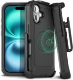 MOTIVE Designed for iPhone 16 Case with Belt Clip, Magnetic Case Magsafe Compatible, Heavy Duty and Quad Layer Military Grade Protection for iPhone16 Holster, 6.1" | Black - Image 2