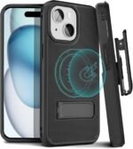 MOTIVE for iPhone 15 Case with Belt Clip, Magnetic Compatible with MagSafe, Shell Holster Combo, Shockproof Cover, iPhone 15 Case with Clip & Kickstand, 6.1" | Black V2 - Image 2