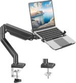 MOUNT PRO Laptop Arm Mount for Desk, 2 in 1 Function Monitor Laptop Stand, Fits Max 17" Notebook and 32" Computer Screen, Aluminum Single Monitor Holder with Adjustable Tray, Holds up to 22lbs - Image 2