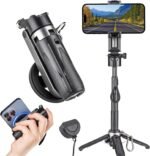 MQOUNY for Magsafe Tripod Stand for iPhone,Portable Pocket Size Selfie Stick with Rechargeable Remote and Metal Ring,Extendable Detachable Cell Phone Tripod Compatible with iPhone/Android - Image 2