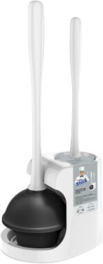 MR.SIGA Toilet Plunger and Bowl Brush Combo for Bathroom Cleaning, White, 1 Set - Image 2