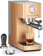 Maestri House 20 Bar ULKA Pump Espresso Machine, Compact Espresso Maker Built-in Flow Meter Steam Milk Frother, Stainless Steel Coffee Machine for Cappuccino, Latte, Rose Golden - Image 2