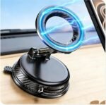 Magnetic Car Phone Holder, 360° Adjustable Vacuum Dashboard and Windshield Mount Cell Phone Holders for Your Car, Carbon Fiber 108+LBS Nano Gel Suction Cup, iPhone, Samsung (Black) - Image 2