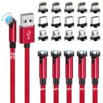 Magnetic Charging Cable, 540 Rotating Phone Charger [6-Pack, 3ft/3ft/3ft/6ft/6ft/10ft] 3 in 1 USB Cable Nylon Braided for iProduct/Micro USB/Type C Device-Red - Image 2