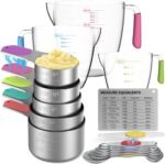 Magnetic Measuring Cups and Spoons Set, 5 Stainless Steel Measuring Cups for Dry and Liquid Ingredients, 7 Magnetic Measuring Spoons, 3 Plastic Measuring Cup with 1 Measuring Conversion Chart - Image 2