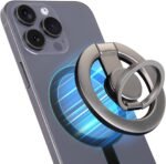Magnetic Phone Ring Holder with Metal Ring Sticker, Long Grip as Hook, Cell Phone Grip for Hand Removable Finger Holder Kickstand Compatible for MagSafe Sticker iPhone 17/16/15/14/13/12 Series - Image 2