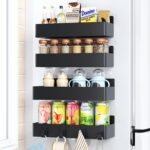 Magnetic Spice Rack for Refrigerator, Kitchen Organizer and Storage Shelf, Black (4 Pack)… - Image 2
