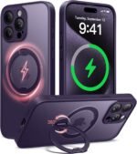Magnetic for iPhone 15 Pro Case,[Unbreakable & Magnetic Stand] [Military-Grade Protection] [Phone Case Compatible with MagSafe] Slim Translucent Matte Shockproof Phone Cover,Deep Purple - Image 2