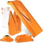 Mandoline Food Slicer Börner V3 (Profi Set) by Reston Lloyd • V-Slicer with 4 Inserts, Docking Station & Food Holder • Made in Germany • Fruit & Vegetable Chopper • Multiple Settings • Color: Orange - Image 2