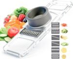 Mandoline Slicer for Kitchen - 6-in-1 Vegetable Chopper with Safe Hand Guard & Transparent Body - Dishwasher Safe Food Slicer Cutter for Potato, Tomato, Onion & Salad - Stainless Steel Blades - Image 2