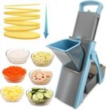 Mandoline Slicer for Kitchen, Safe Vegetable Chopper & Potato Slicer with Adjustable Thickness and Container for Meal Prep, Ideal for Home & Commercial Use, Kitchen Gift(Blue) - Image 2