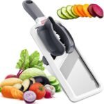 Mandoline Slicer for Kitchen – Adjustable Stainless Steel Blades, with Comfort Grip – Vegetable Slicer for Small to Medium sized Cucumber, Onion, Potato – Gray - Image 2