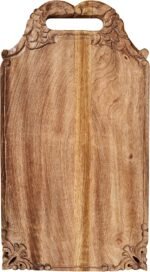 Mango wood hand carved Chopping & Serving Tray for kitchen, dining table and outdoor SIZE 16.5x9x0.95 inch - Image 2