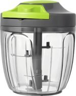 Manual Food Processor Vegetable Chopper, Portable Hand Pull String Garlic Mincer Onion Cutter for Veggies, Ginger, Fruits, Nuts, Herbs, etc., 900ml-Gray - Image 2