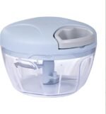 Manual Vegetable Cutter Chopper, Hand Pull String Fruit and Vegetable Chopper and Mincer, Stainless Steel Blades, BPA Free (Blue, 500ml) - Image 2