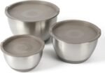 Martha Stewart Rhinewell Mirror Polish 6 Piece Stainless Steel Mixing Bowls with Lid and Non-Slip Base - Grey - Image 2