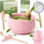 Matcha Kit Whisk Set (7 Pcs) - Complete Matcha Set, Matcha Bowl with Spout, Whisk with Holder, Bamboo Scoop with Rest and Sifter, Perfect Kit for Matcha Lovers (Sakura Pink) - Image 2