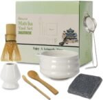 Matcha Whisk Set, 7 Pcs Matcha Kit, Premium Ceramic Matcha Set, Whisk and Bowl, Sifter, Cup Holder, Bamboo Scoop, Tea Plucking, Tea Towel, Matcha Lovers (White) - Image 2