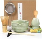 Matcha Whisk Set, 8pcs Japanese Ceremonial Matcha Kit include Mixing Bowl with Spout, Bamboo Whisk and Holder, Bamboo Matcha Scoop and Spoon for Matcha Tea Lovers - Image 2