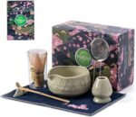 Matcha Whisk Set, Ceramic Matcha Kit Set Includes Matcha Bowl, Matcha Whisk and Holder, Bamboo Scoop, Scoop Rest, Sifter and Tea Towel - 7 Pcs Matcha Kit for Matcha Lovers (Mottled Green) - Image 2