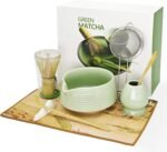 Matcha Whisk Set, Matcha Bowl with Spout, Tea Brush Stand, Stainless Steel Sifter, Matcha Whisk Holder - 8 Pcs Green Matcha Kit Set for Matcha Lover Ideal Holiday Gift, Tea Making Tools - Image 2