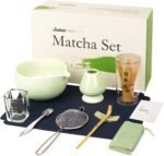 Matcha Whisk Set, Matcha Kit 10-Pcs, Bamboo Whisk and Ceramic Bowl with Spout & Measuring Spoon & Cup, Japanese Ceremony Matcha Tea Making Tools, Light Green - Image 2