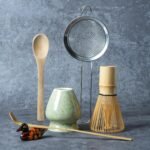 Matcha Whisk Set, Matcha Making Kit Whisk (Chasen Holder), Ceramic Whisk Holder (Mottled Green), Bamboo Scoop, Powder Starter Sifter, Spoon Japanese Tea Tools For Ceremony Gift - Image 2