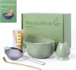 Matcha Whisk Set,5 Pcs Matcha Kit includes 18OZ Ceramic Bowl with Spout,Bamboo Whisk,Holder,Bamboo Scoop, Stainless Sifter for Matcha Lovers or Beginners - Image 2
