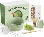 Matcha Whisk Set,Ceramic Matcha Kit Set Includes Bowl with Spout, Whisk,Holder,Bamboo Scoop and Sifter,5 pcs Matcha Tea Kit for Matcha Lovers, Ideal Gift for Christmas, Birthday (Green) - Image 2