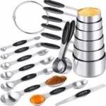 Measuring Cups & Spoons Set of 16, BOBIPRO Stainless Steel 8 Nesting Measure Cups Set & 7 double-sided Magnetic Measuring Spoons Set & 1 Leveler for Dry and Liquid Ingredient - Image 2