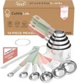 Measuring Cups and Measuring Spoons Set of 14 - Stainless Steel Measuring Cups and Spoons Set, Includes 1/8 Teaspoon Measuring Spoon, 1/8 Cup Measuring Cup, Leveler Dry (14, Country Chic) - Image 2