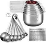 Measuring Cups and Spoons Set Heavy Duty 304 Metal Stainless Steel Measuring Cup Spoon Kitchen Gadgets for Cooking Baking (Set of 17) - Image 2